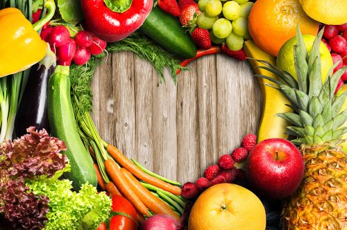 Vegetables and Fruit Heart Shaped