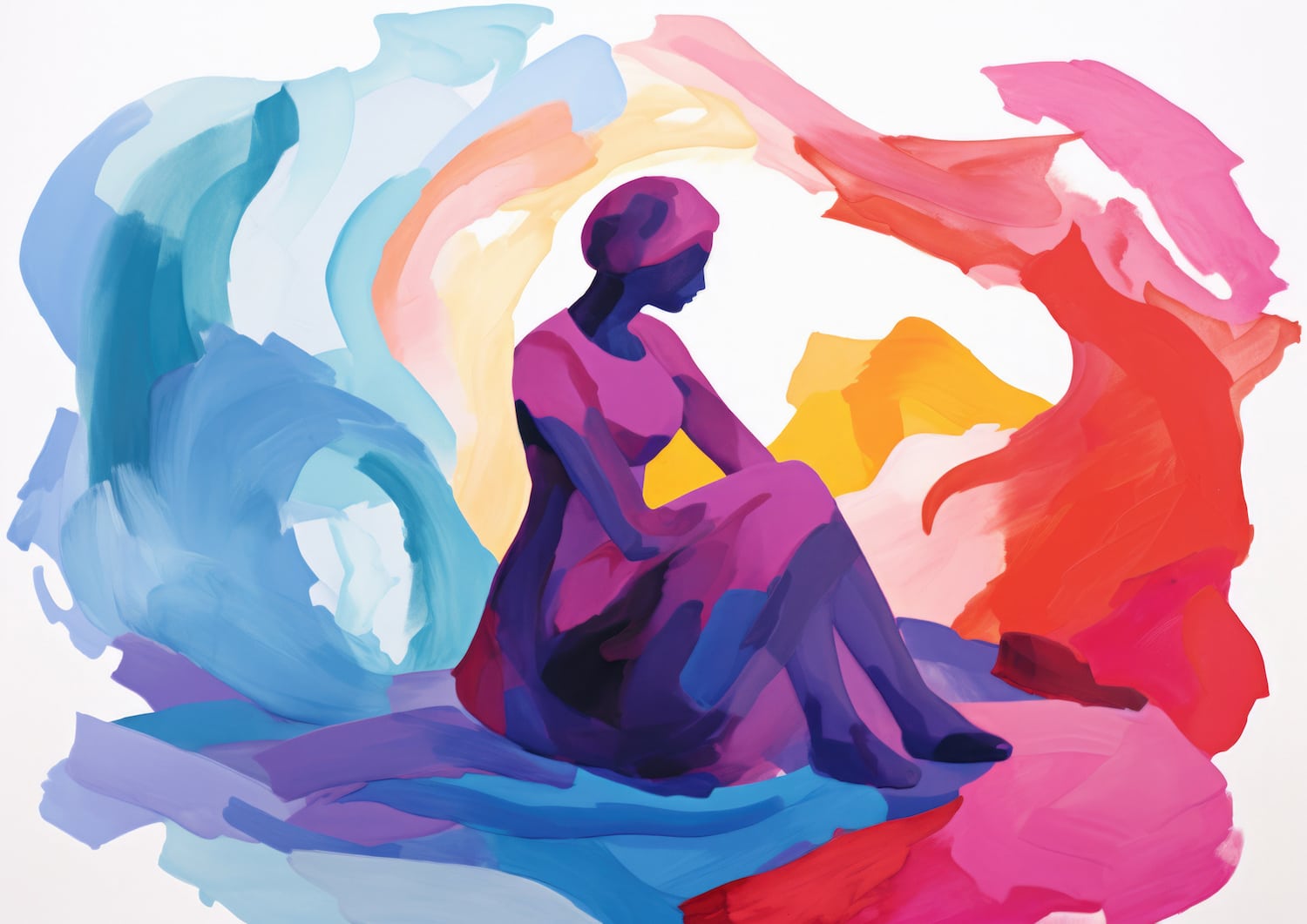 Human figure painting in vibrant watercolor